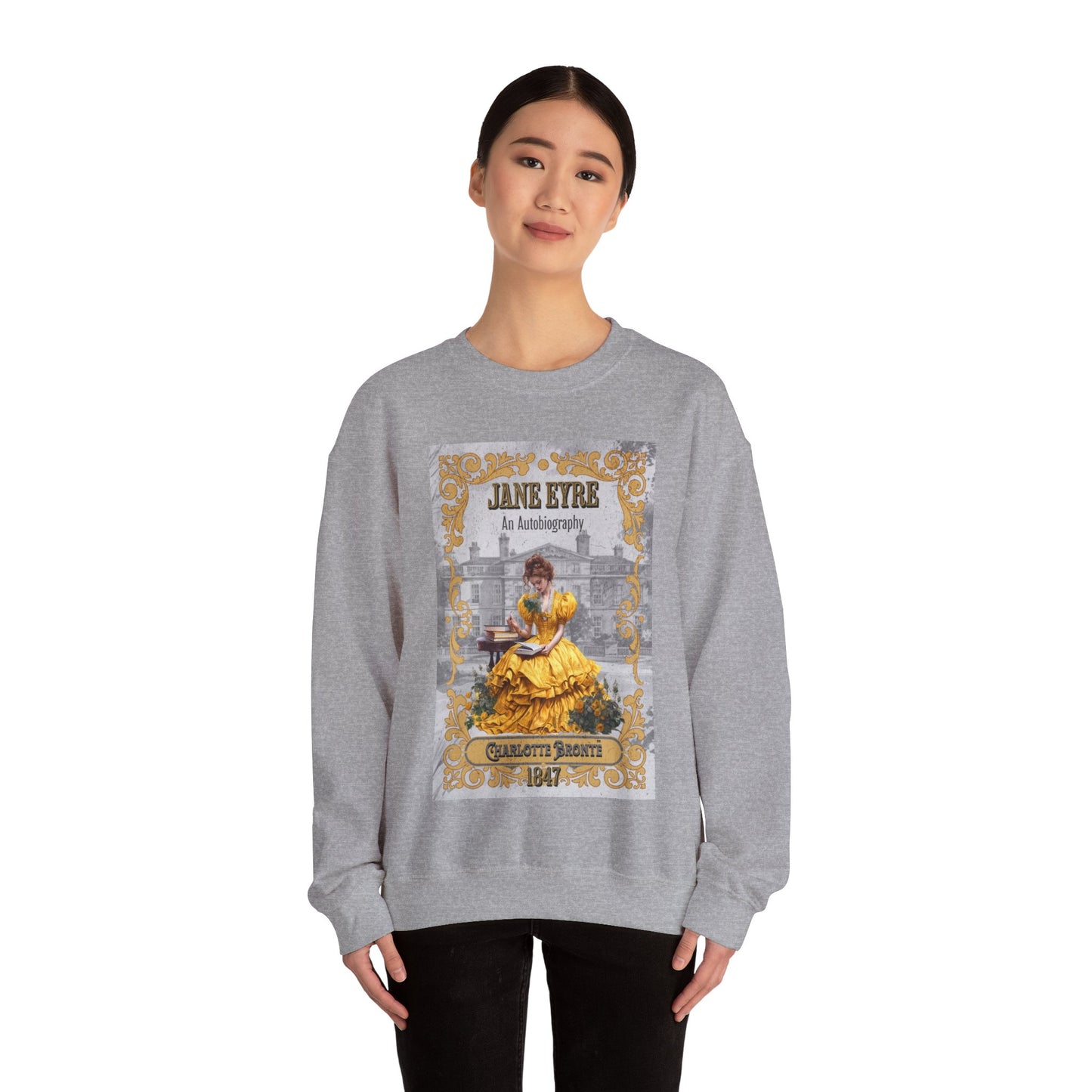 Jane Eyre Sweatshirt, Charlotte Brontë Historical Romance Sweater, Bookish Literary Brontë Sisters Fan Art Gift, Gift for Her, Readers, Sweatshirt Printify