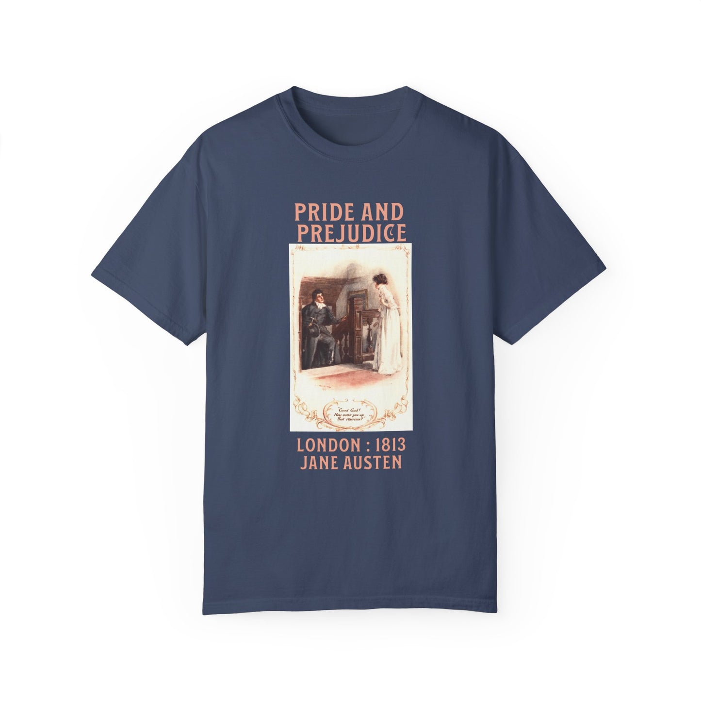 Jane Austen Comfort Colors TShirt, Pride & Prejudice Historical Romance, Bookish Literary Jane Austen Fan Art, Gift for Her Bookclub Tee T-Shirt Printify Midnight S