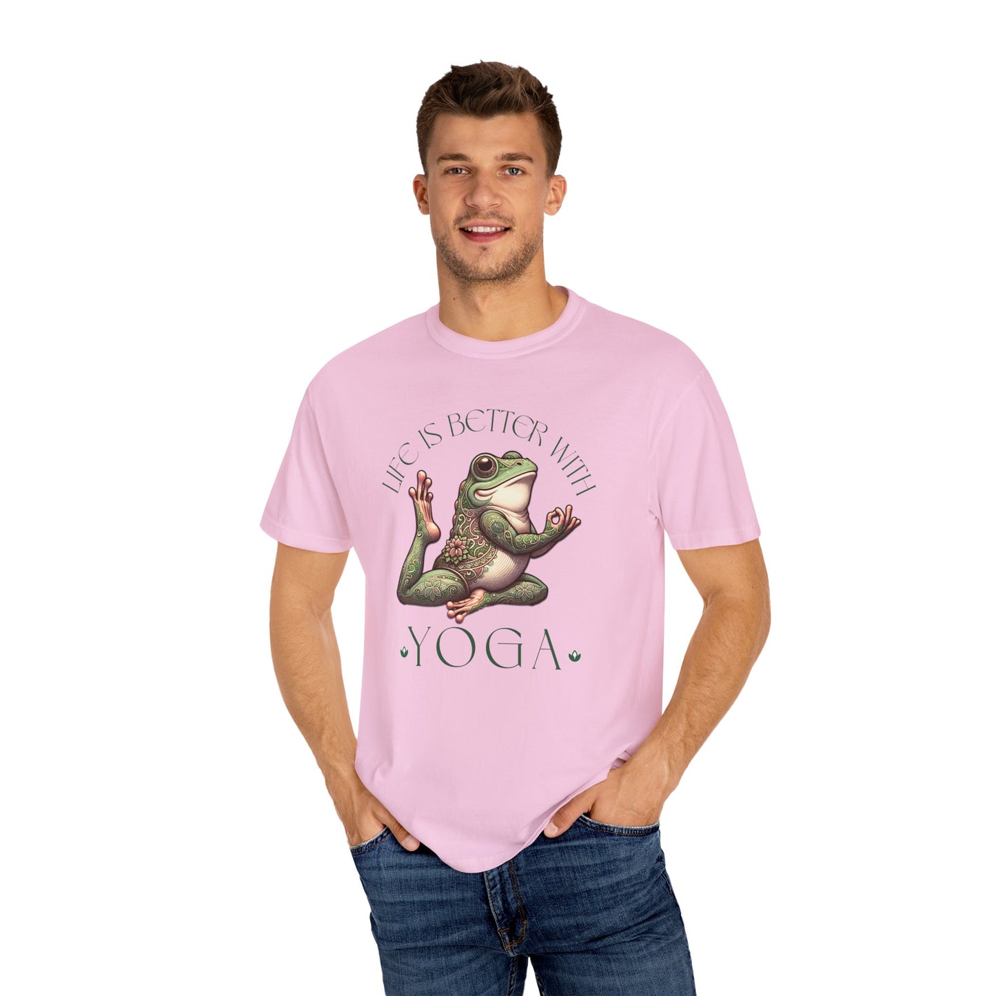 Green Yoga Frog Life Is Better With Yoga Unisex T-Shirt, Casual Wear, Highlander Fan Gift,