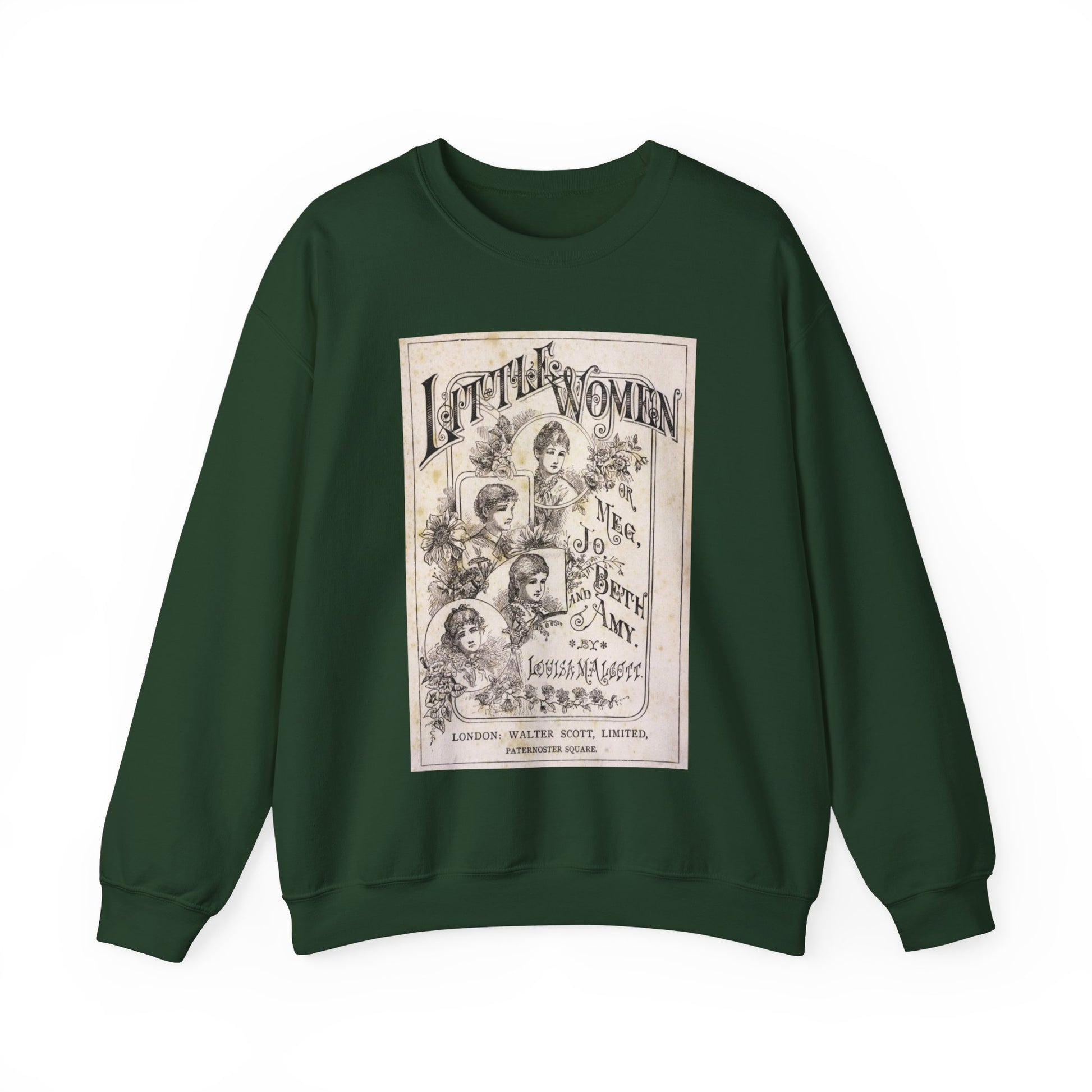 Little Women Sweatshirt, Louisa May Alcott Historical Romance Sweater, Bookish Literary Fan Art Gift, Gift for Her, Bookclub Crewneck Shirt Sweatshirt Printify S Forest Green