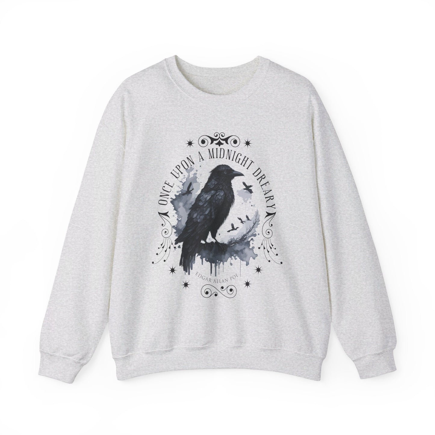 Edgar Allan Poe, The Raven Sweatshirt, Poet, Poetry Lover Sweater, Book Lover, Haunting Gothic Gift, Light, Dark Academia, Horror Movie Top Sweatshirt Printify S Ash