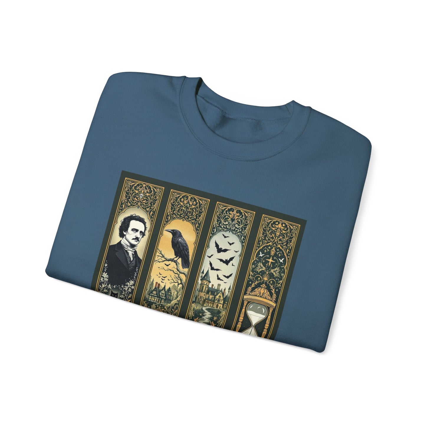 Edgar Allan Poe Sweatshirt The Raven Nevermore Gothic Horror Sweater Dark Academia Macabre Halloween Gift for Book Lovers Birthday Christmas