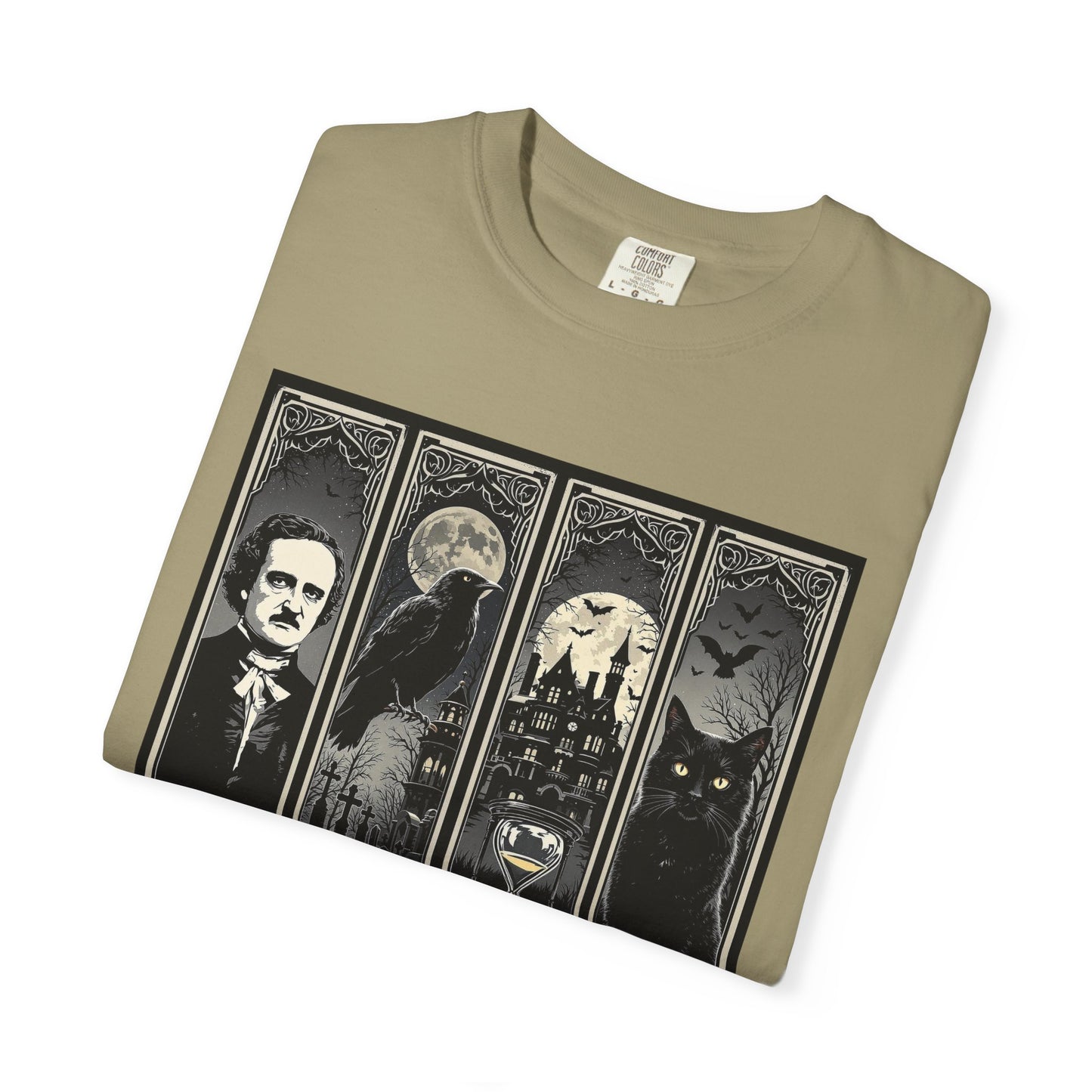 Edgar Allan Poe T-Shirt Gothic Graphic Tee The Raven Nevermore Quote Horror Literature Shirt Dark Academia Aesthetic Halloween Party Gift
