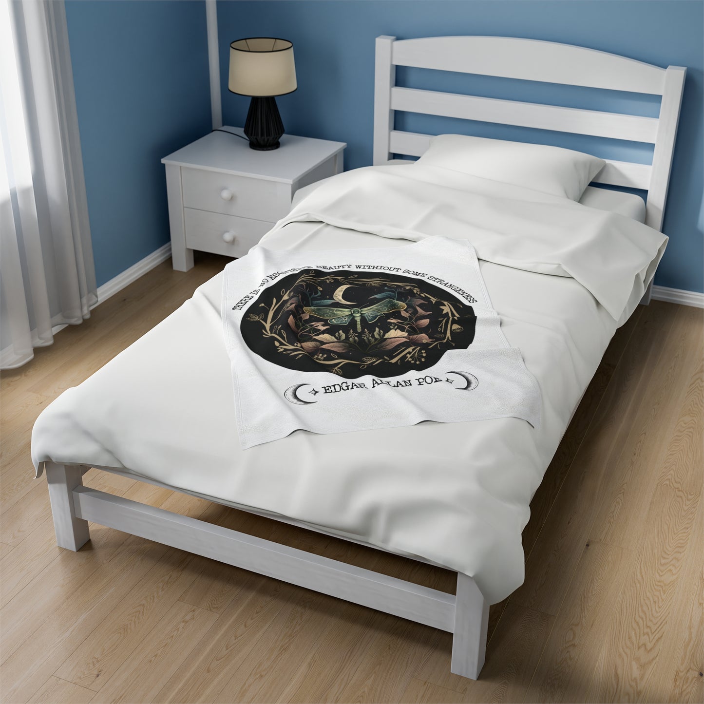 Edgar Allan Poe, Nevermore The Raven Throw Blanket, Book Lover Reading Blanket, Gothic, Light, Dark Academia, Horror Movie Watching Blanket All Over Prints Printify