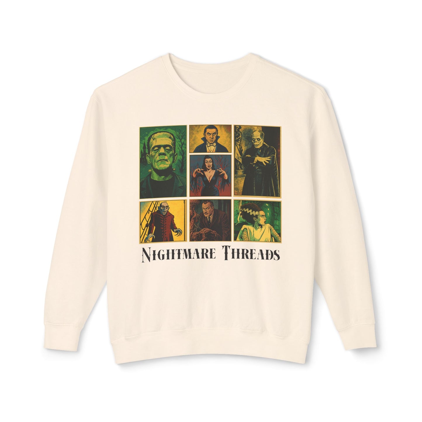 Spooky Vintage Crewneck Sweatshirt - Nightmare Threads, Halloween Apparel, Horror Movie Sweatshirt, Unisex Fashion, Cozy Fall Style Sweatshirt Printify