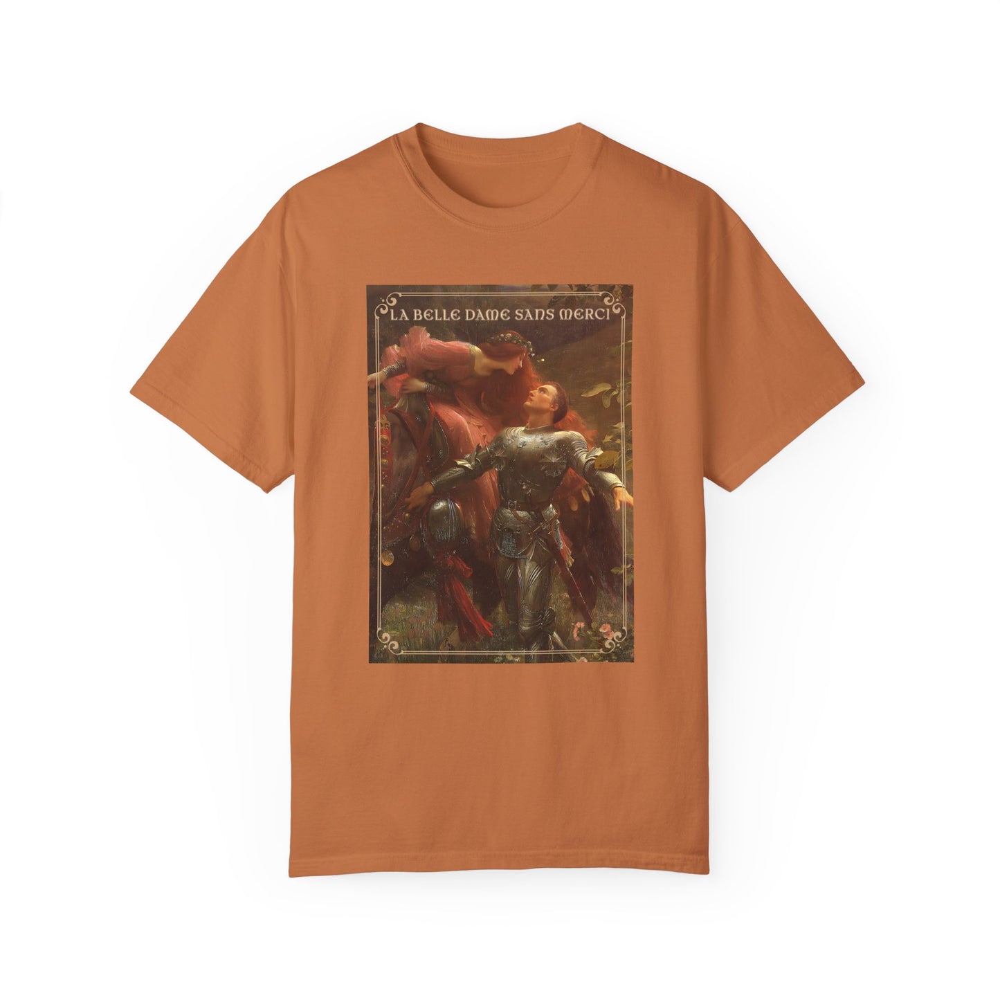 La Belle Dame Sans Merci Print T-Shirt Renaissance Renfaire Theme Merch Perfect Comfortable Medieval Festival Shirt Art History Lover Gift T-Shirt Printify Yam S