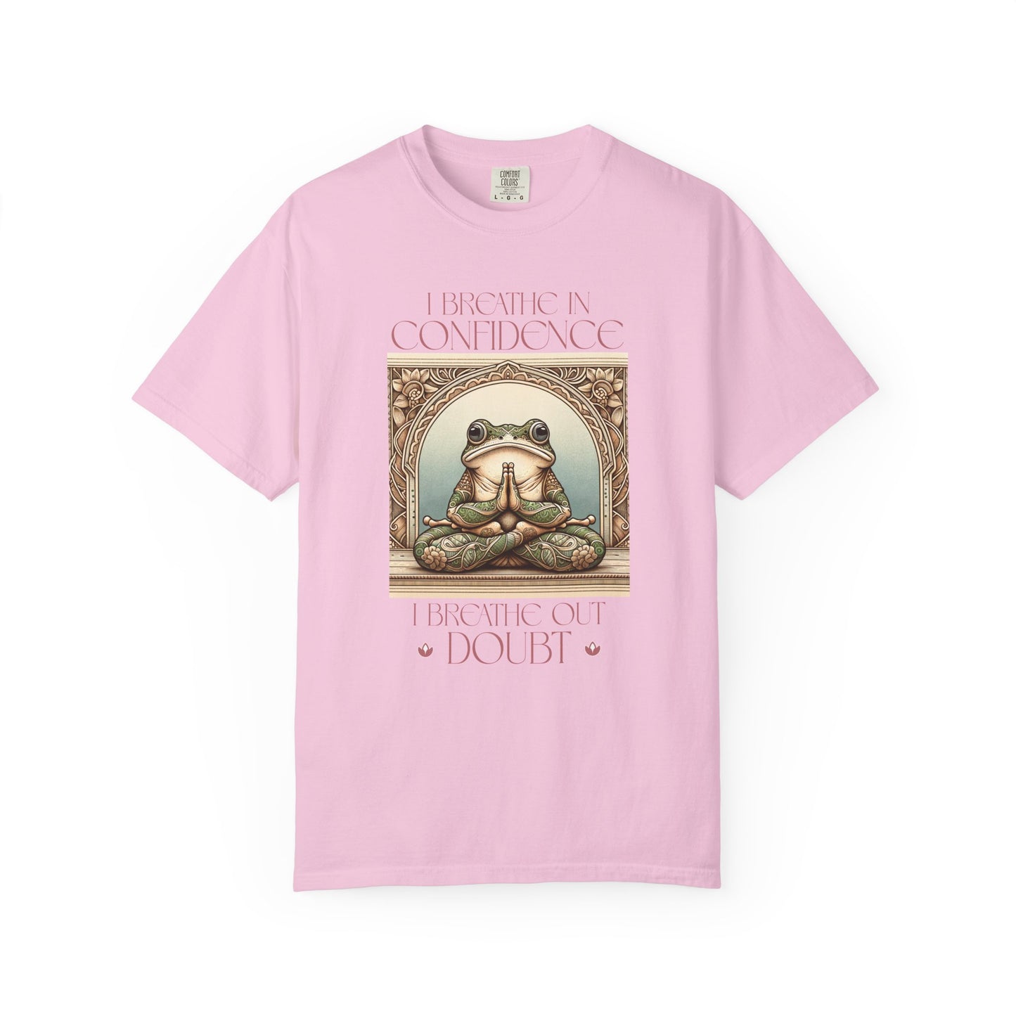 Pink Yoga Frog Shirt I Breathe In Confidence And I Breathe Out Doubt Unisex T-Shirt, Casual Wear, Highlander Fan Gift, T-Shirt Printify Blossom S