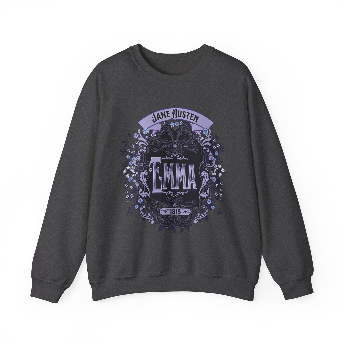 Jane Austen Sweatshirt, Emma Historical Romance Sweater, Bookish Literary Jane Austen Fan Art Gift, Gift for Her, Bookclub Shirt Sweatshirt Printify S Dark Heather