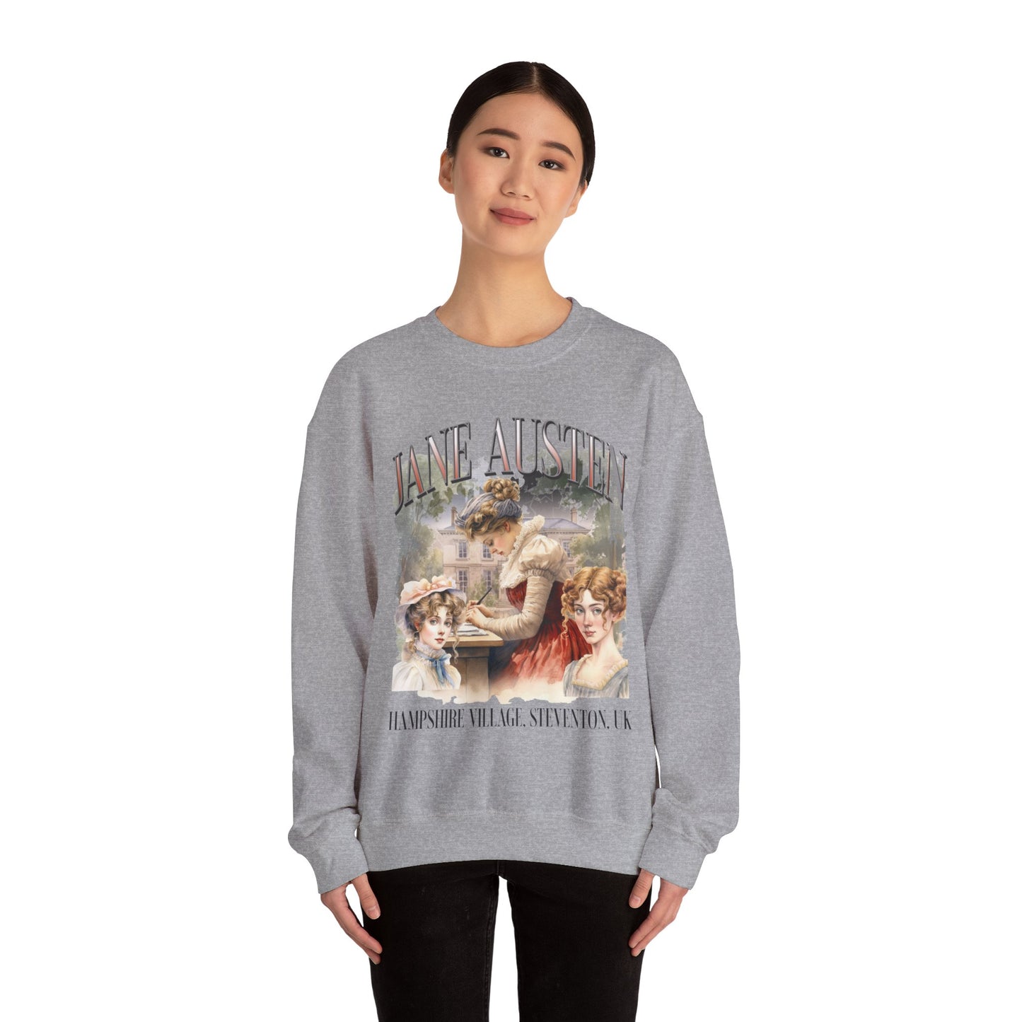 Retro Jane Austen Unisex Heavy Blend™ Crewneck Sweatshirt Sweatshirt Printify