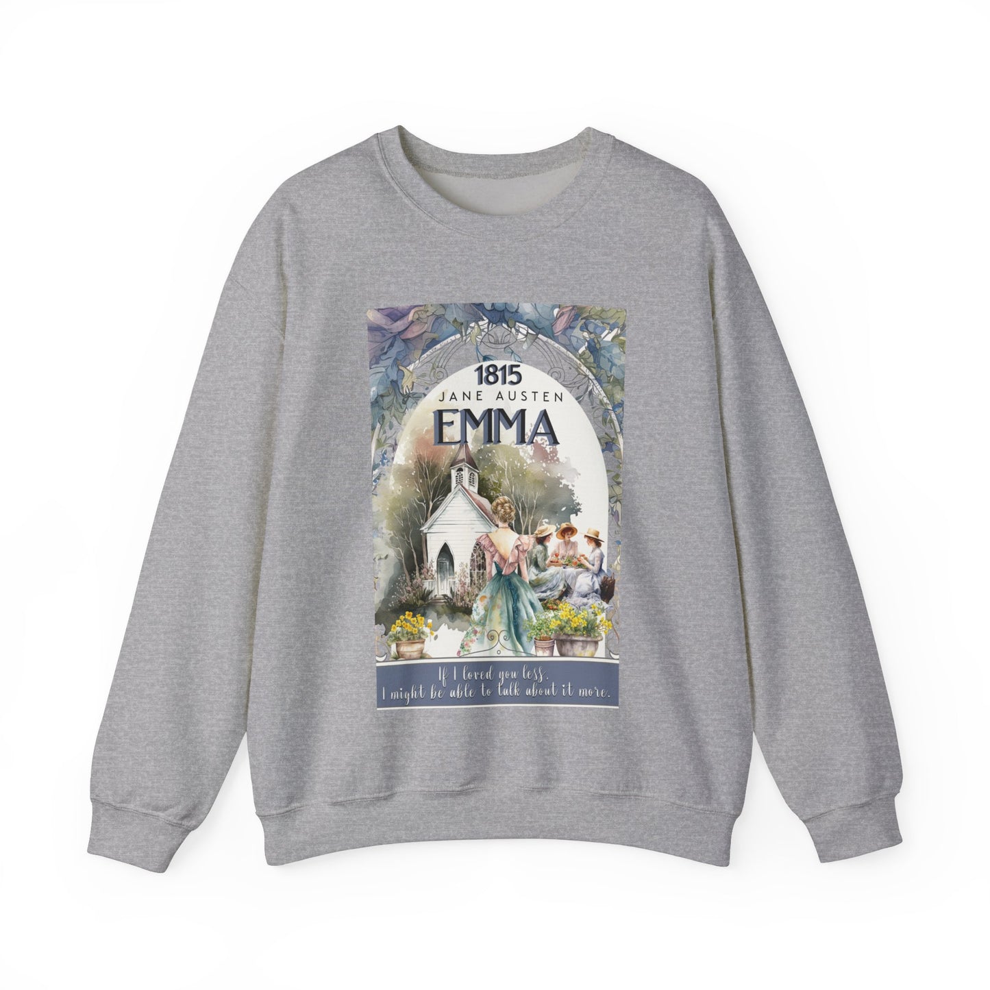 Jane Austen Sweatshirt, Emma Historical Romance Sweater, Bookish Literary Jane Austen Fan Art Gift, Gift for Her, Bookclub Shirt Sweatshirt Printify S Sport Grey