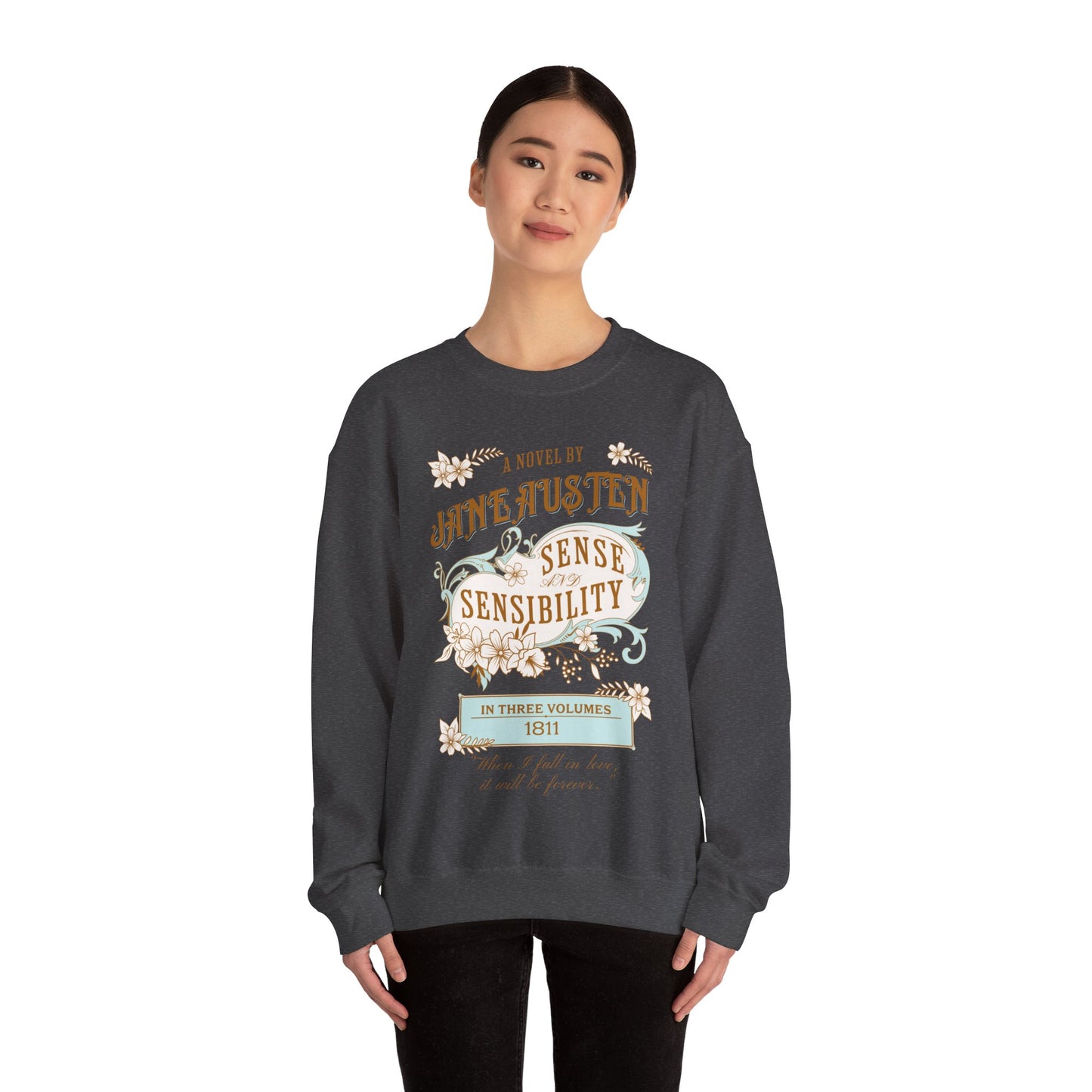 Jane Austen Sweatshirt, Sense & Sensibility Historical Romance Sweater, Bookish Literary Jane Austen Fan Art Gift, Gift for Her, Readers, Sweatshirt Printify