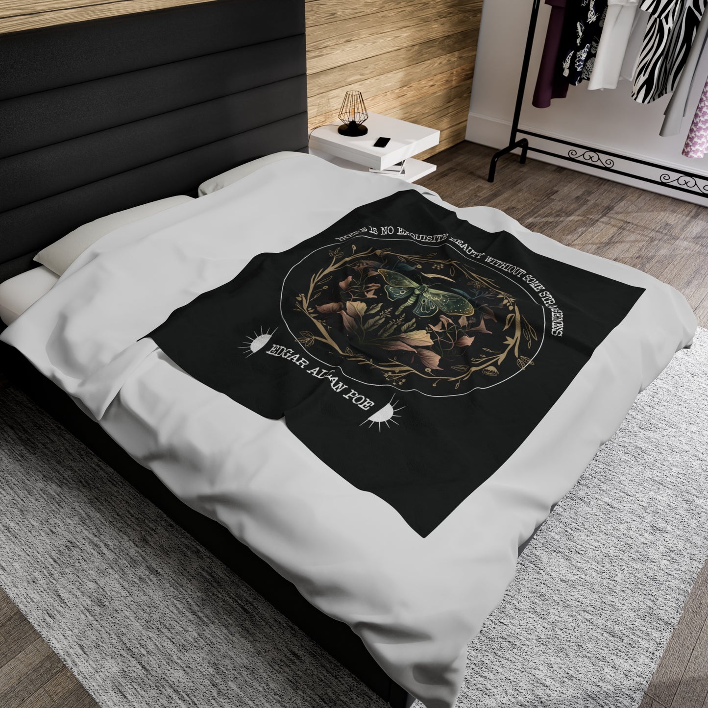 Edgar Allan Poe, Fairycore Nightgarden Throw Blanket, Book Lover Reading Blanket, Gothic Light, Dark Academia, Horror Movie Watching Blanket All Over Prints Printify