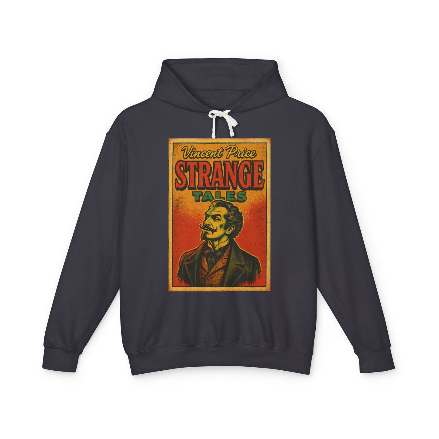 Vincent Price Vintage Strange Tales Hoodie, Unisex Lightweight Sweatshirt, Retro Graphic Outerwear, Gift for Readers, Fall Fashion Hoodie Printify S Black