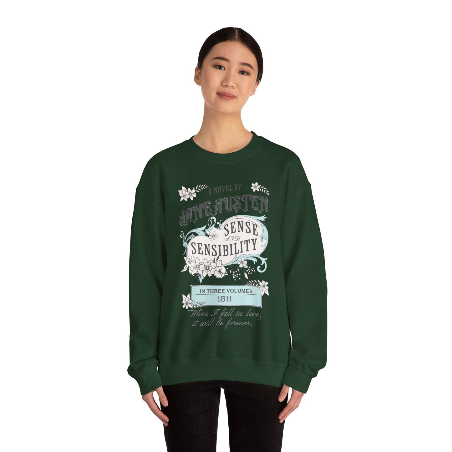 Jane Austen Sweatshirt, Sense & Sensibility Historical Romance Sweater, Bookish Literary Jane Austen Fan Art Gift, Gift for Her, Readers, Sweatshirt Printify