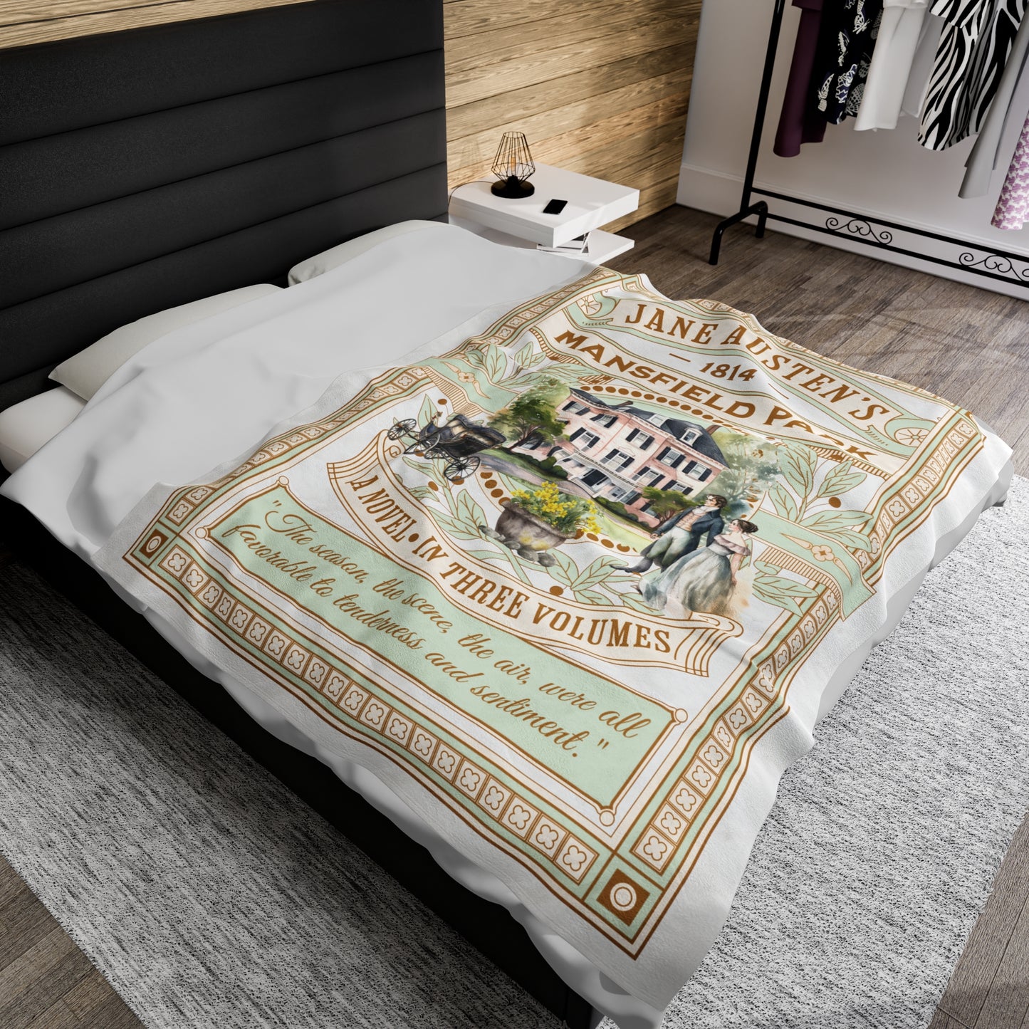 Jane Austen Plush Throw Blanket, Mansfield Park Historical Romance Gift, Bookish Literary Jane Austen Fan Art Gift, Gift for Her, Bookclub All Over Prints Printify