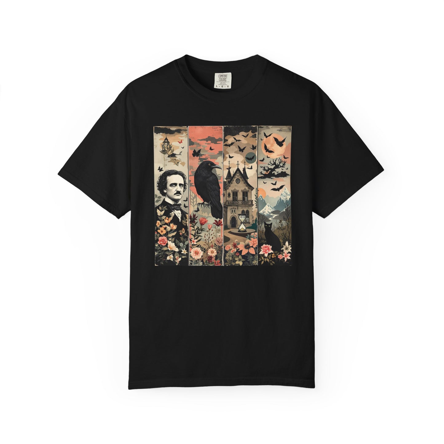 Edgar Allan Poe T-Shirt Gothic Graphic Tee The Raven Nevermore Quote Horror Literature Shirt Dark Academia Aesthetic Halloween Party Gift T-Shirt Printify Black S