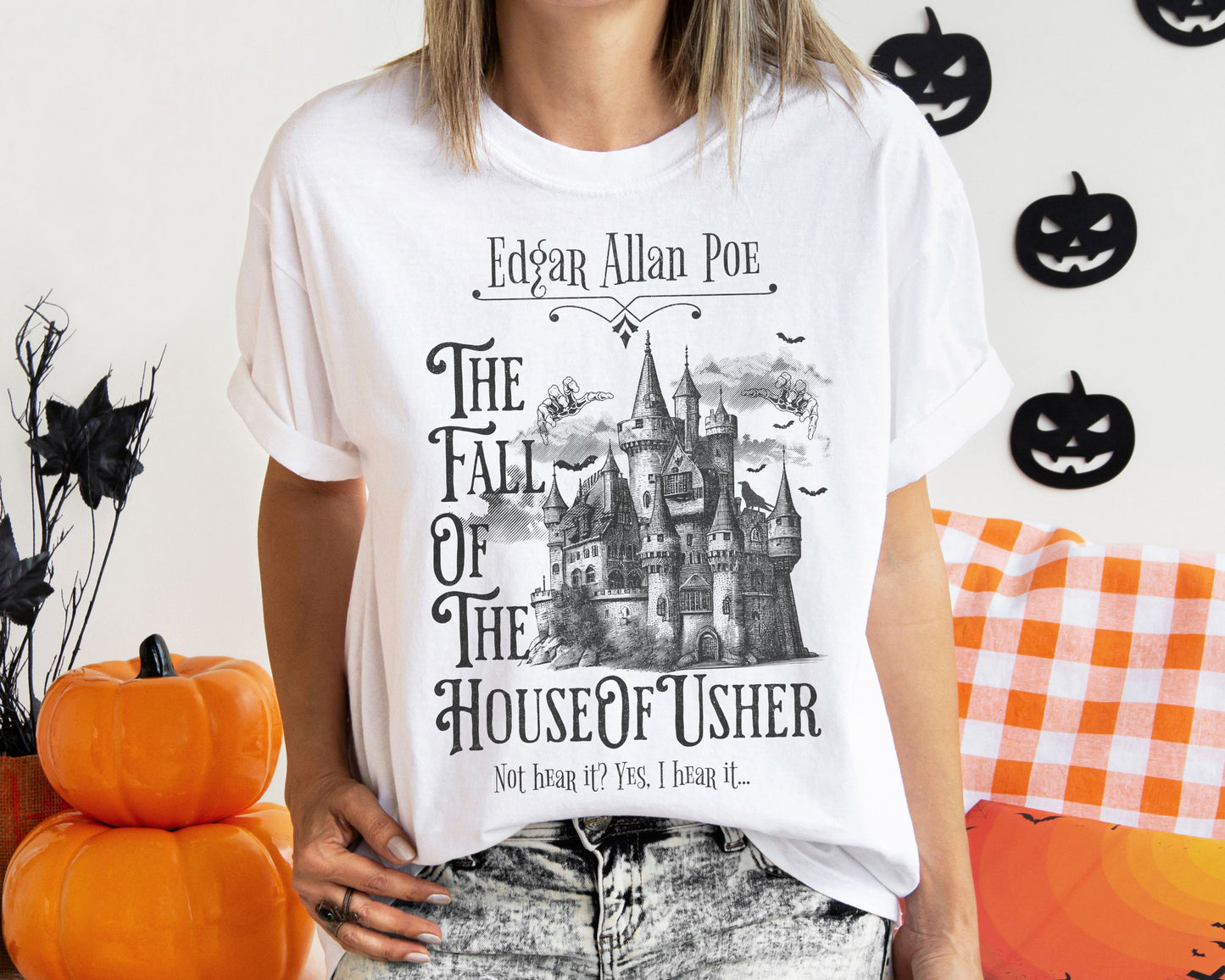 Edgar Allan Poe Shirt, The Fall of the House of Usher Tee, Book Lover Shirt, Halloween, Fall, Gothic, Light Academia, Comfort Colours TShirt T-Shirt Printify