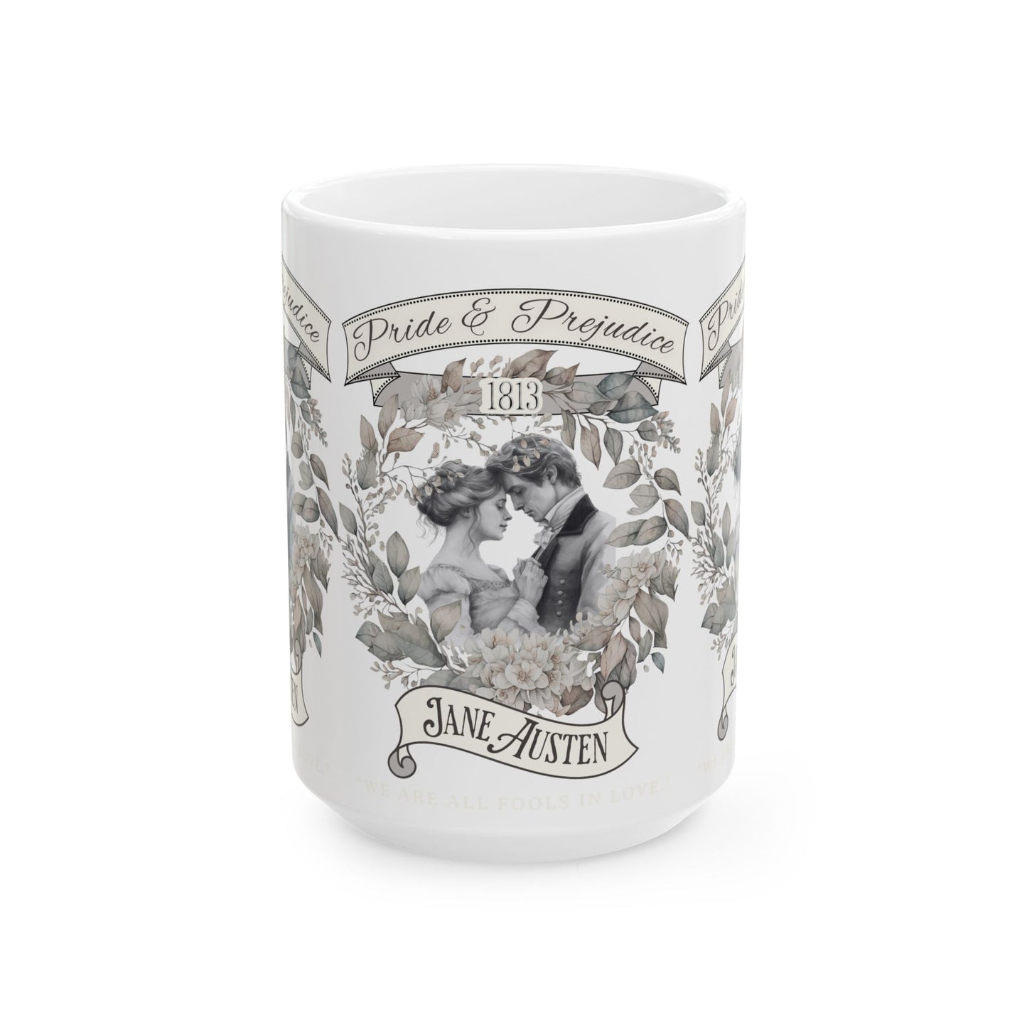 Pride And Prejudice Coffee Mug Jane Austen Historical Romance Reader Gift Bookish Gift for Her Bookclub Gift Birthday Christmas For Her BFF Mug Printify 15oz