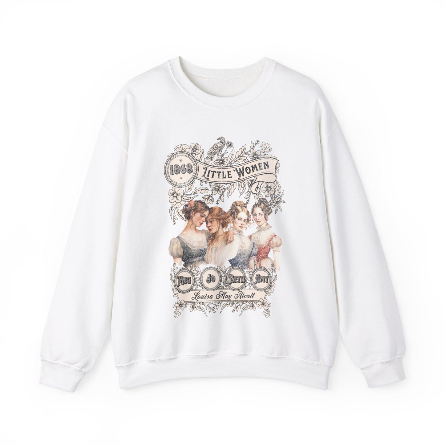 Little Women Sweatshirt, Louisa May Alcott Historical Romance Sweater, Bookish Literary Fan Art Gift, Gift for Her, Bookclub Crewneck Shirt Sweatshirt Printify S White