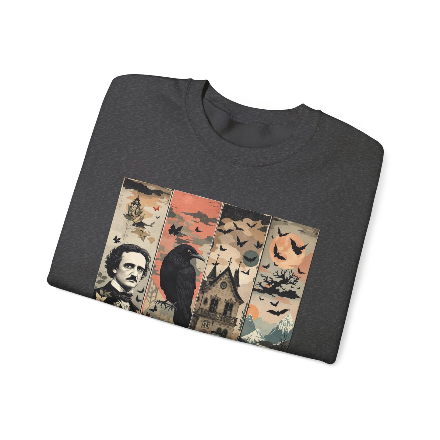 Edgar Allan Poe Sweatshirt The Raven Nevermore Gothic Horror Sweater Dark Academia Macabre Halloween Gift for Book Lovers Birthday Christmas