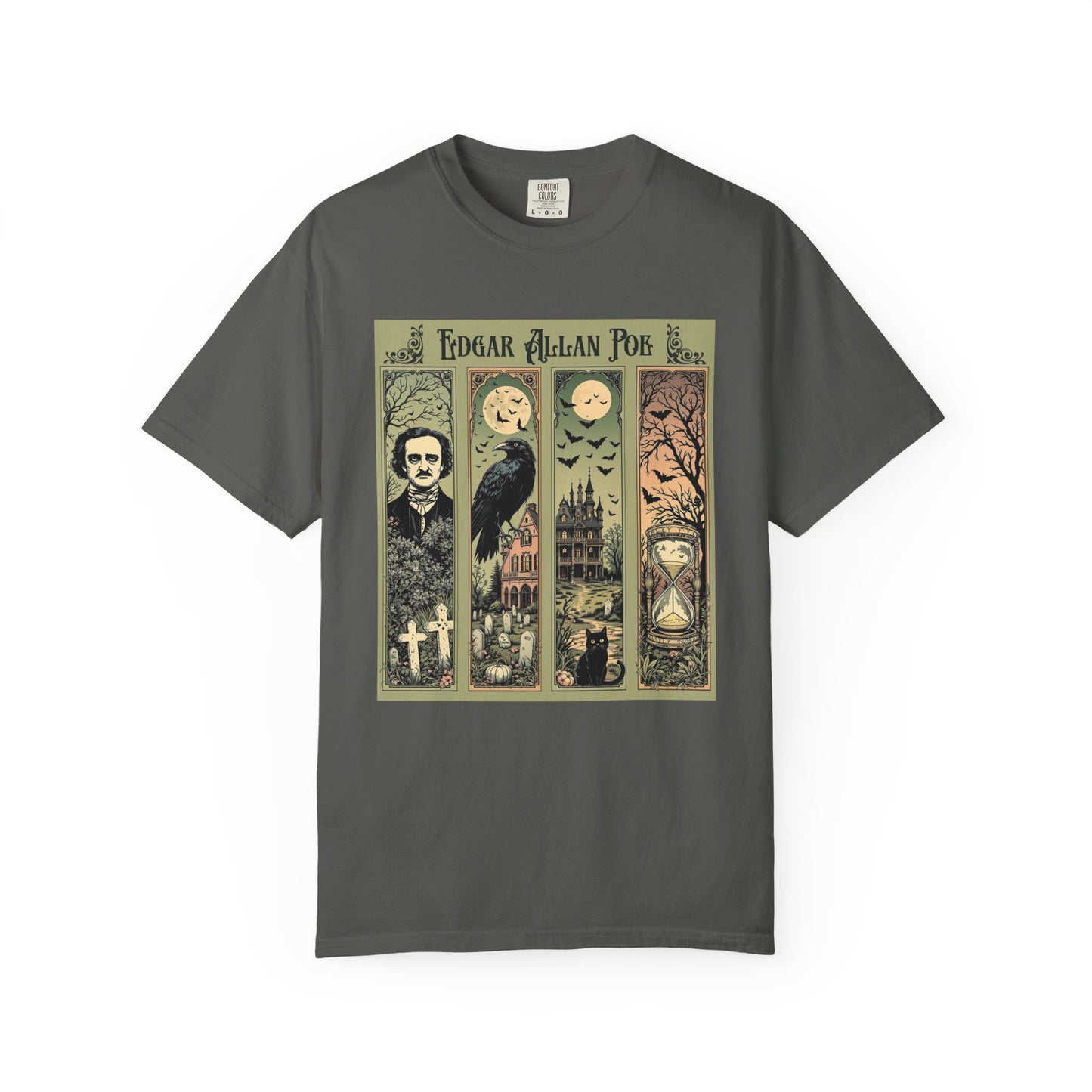 Edgar Allan Poe T-Shirt Gothic Graphic Tee The Raven Nevermore Quote Horror Literature Shirt Dark Academia Aesthetic Halloween Party Gift T-Shirt Printify Pepper S