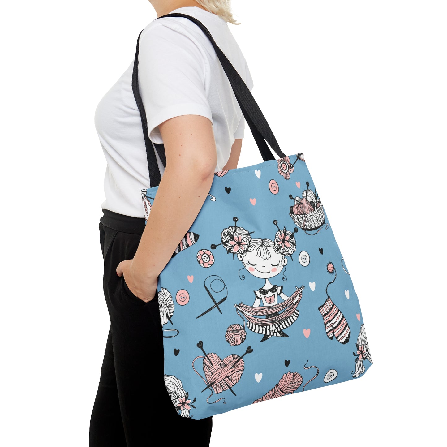 Craft, Crochet or Knitting Tote Bag, Yarn Storage Shoulder Bags, Gift for Knitter, Crafter, Grocery Shopping, School, Resusable, Travel Bag Bags Printify