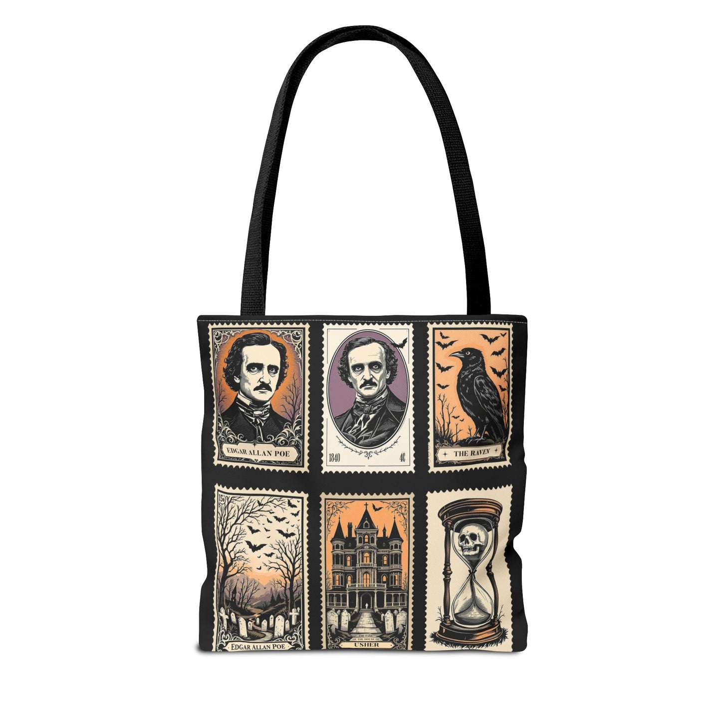 Edgar Allan Poe Tote Bag Gothic Literary Gift for Book Lover Dark Academia Macabre Accessory Halloween Tote Fall School Bag for Poetember Bags Printify
