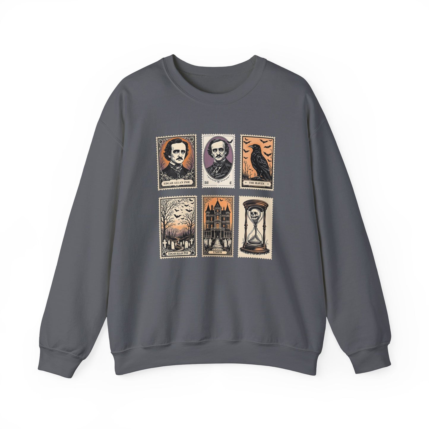 Edgar Allan Poe Sweatshirt The Raven Nevermore Gothic Horror Sweater Dark Academia Macabre Halloween Gift for Book Lovers Birthday Christmas Sweatshirt Printify Charcoal S