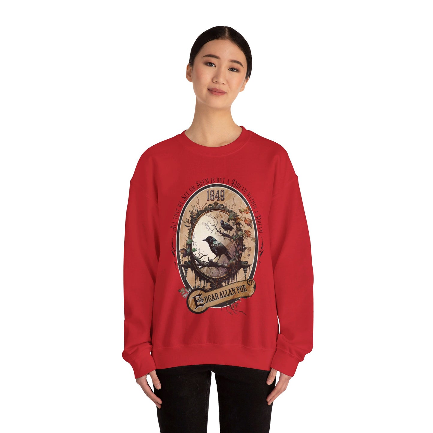 Edgar Allan Poe, A Dream Within A Dream Sweatshirt, Book Lover, Halloween, Haunting Gothic Gift, Light, Dark Academia, Horror Movie Sweater Sweatshirt Printify