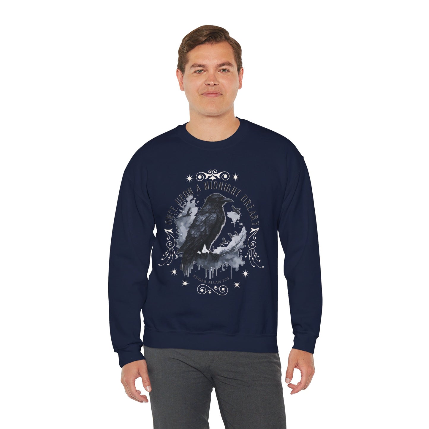 Edgar Allan Poe, The Raven Sweatshirt, Poet, Poetry Lover Sweater, Book Lover, Haunting Gothic Gift, Light, Dark Academia, Horror Movie Top Sweatshirt Printify