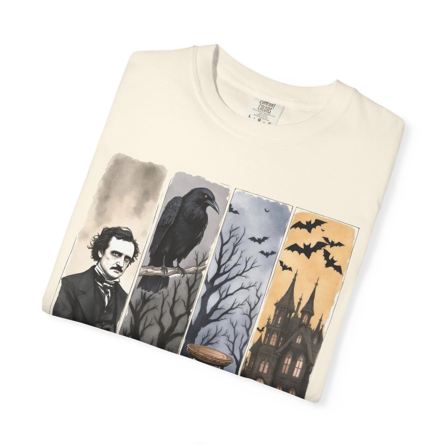 Edgar Allan Poe T-Shirt Gothic Graphic Tee The Raven Nevermore Quote Horror Literature Shirt Dark Academia Aesthetic Halloween Party Gift T-Shirt Printify