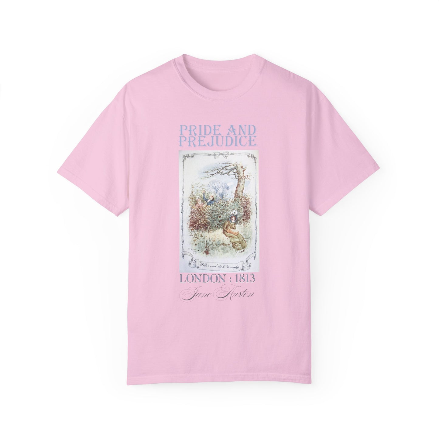 Jane Austen Comfort Colors TShirt, Pride & Prejudice Historical Romance, Bookish Literary Jane Austen Fan Art Gift for Her Bookclub Tee T-Shirt Printify Blossom S