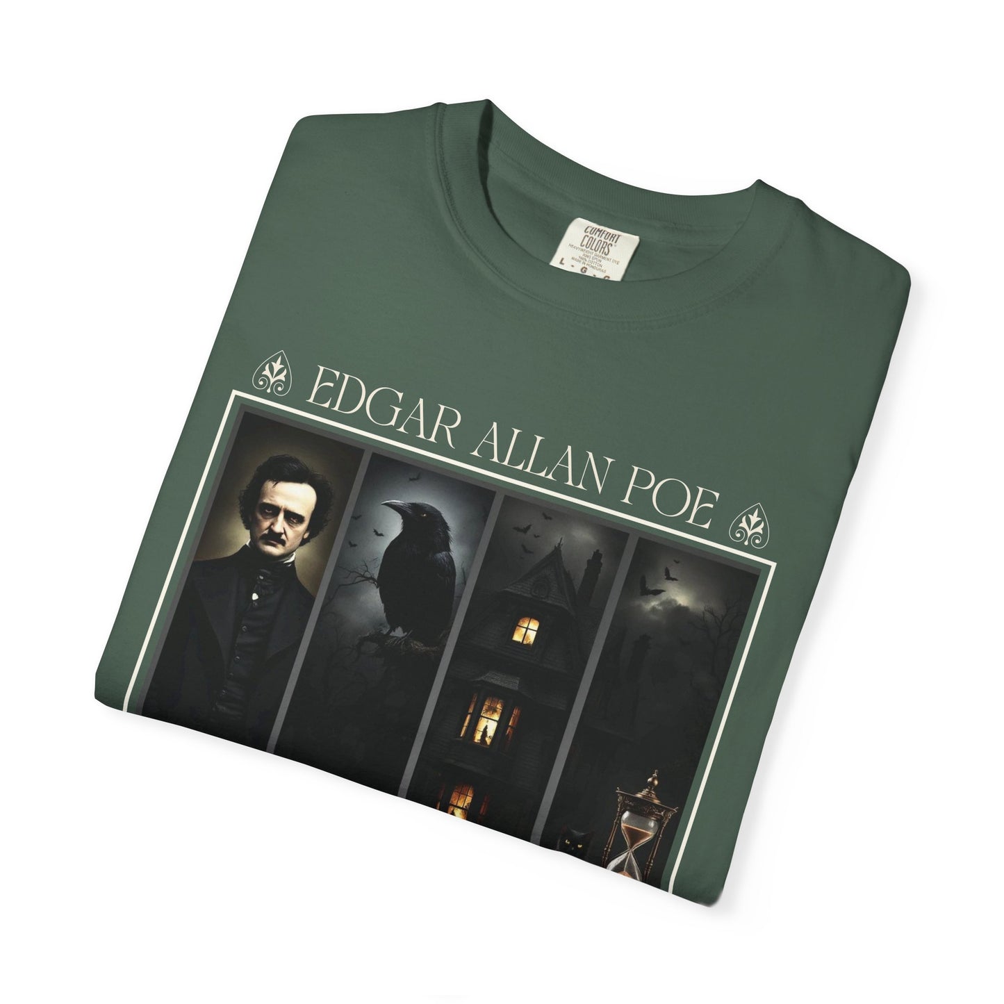 Edgar Allan Poe T-Shirt Gothic Graphic Tee The Raven Nevermore Quote Horror Literature Shirt Dark Academia Aesthetic Halloween Party Gift