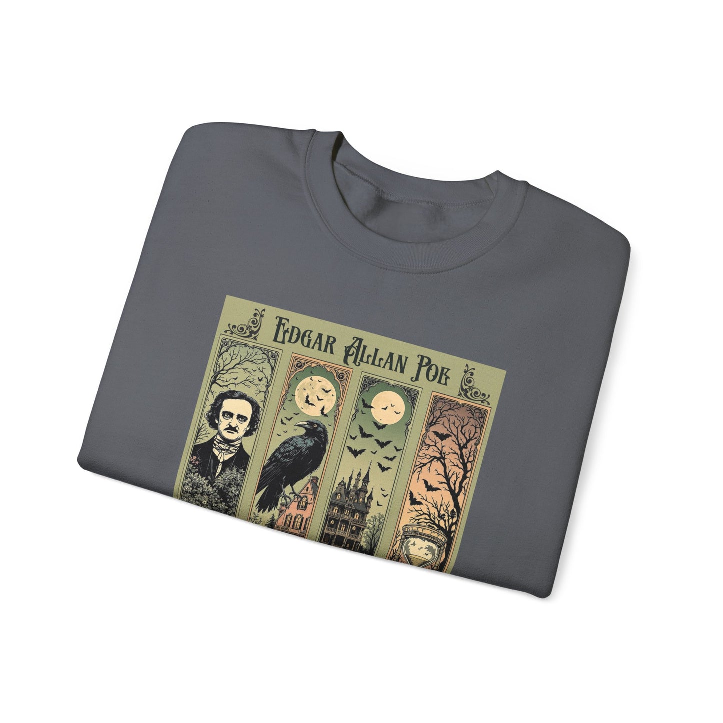 Edgar Allan Poe Sweatshirt The Raven Nevermore Gothic Horror Sweater Dark Academia Macabre Halloween Gift for Book Lovers Birthday Christmas