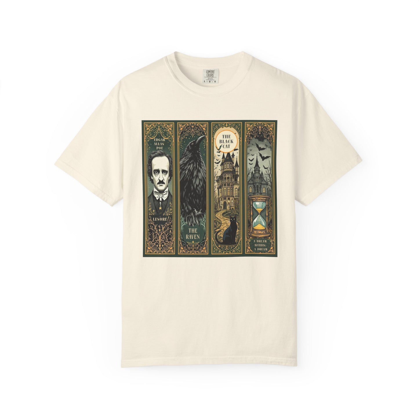 Edgar Allan Poe T-Shirt Gothic Graphic Tee The Raven Nevermore Quote Horror Literature Shirt Dark Academia Aesthetic Halloween Party Gift T-Shirt Printify Ivory S