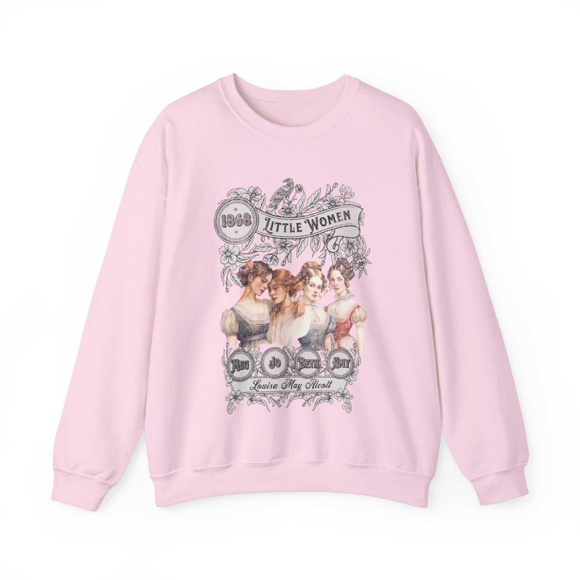 Little Women Sweatshirt, Louisa May Alcott Historical Romance Sweater, Bookish Literary Fan Art Gift, Gift for Her, Bookclub Crewneck Shirt Sweatshirt Printify S Light Pink