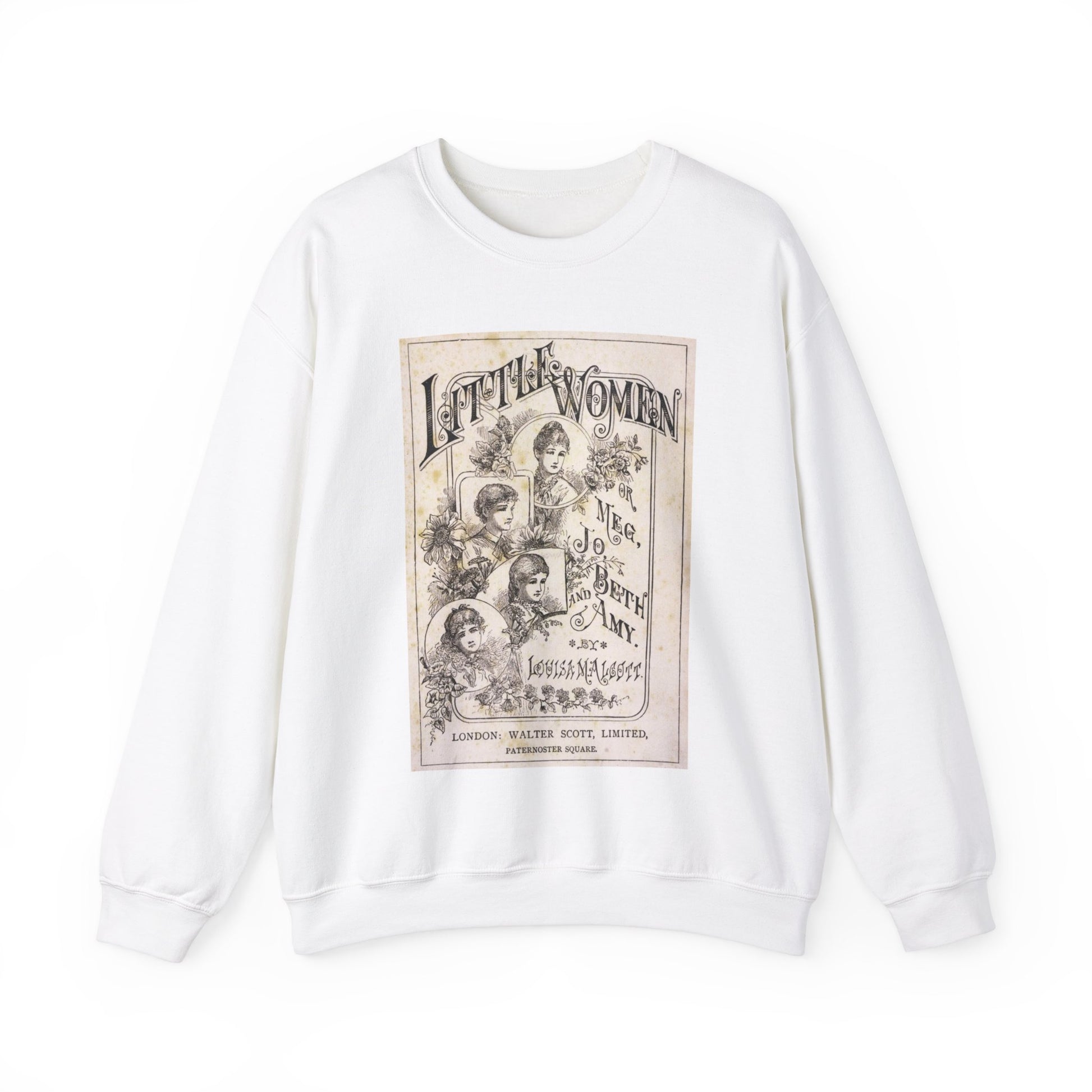 Little Women Sweatshirt, Louisa May Alcott Historical Romance Sweater, Bookish Literary Fan Art Gift, Gift for Her, Bookclub Crewneck Shirt Sweatshirt Printify S White
