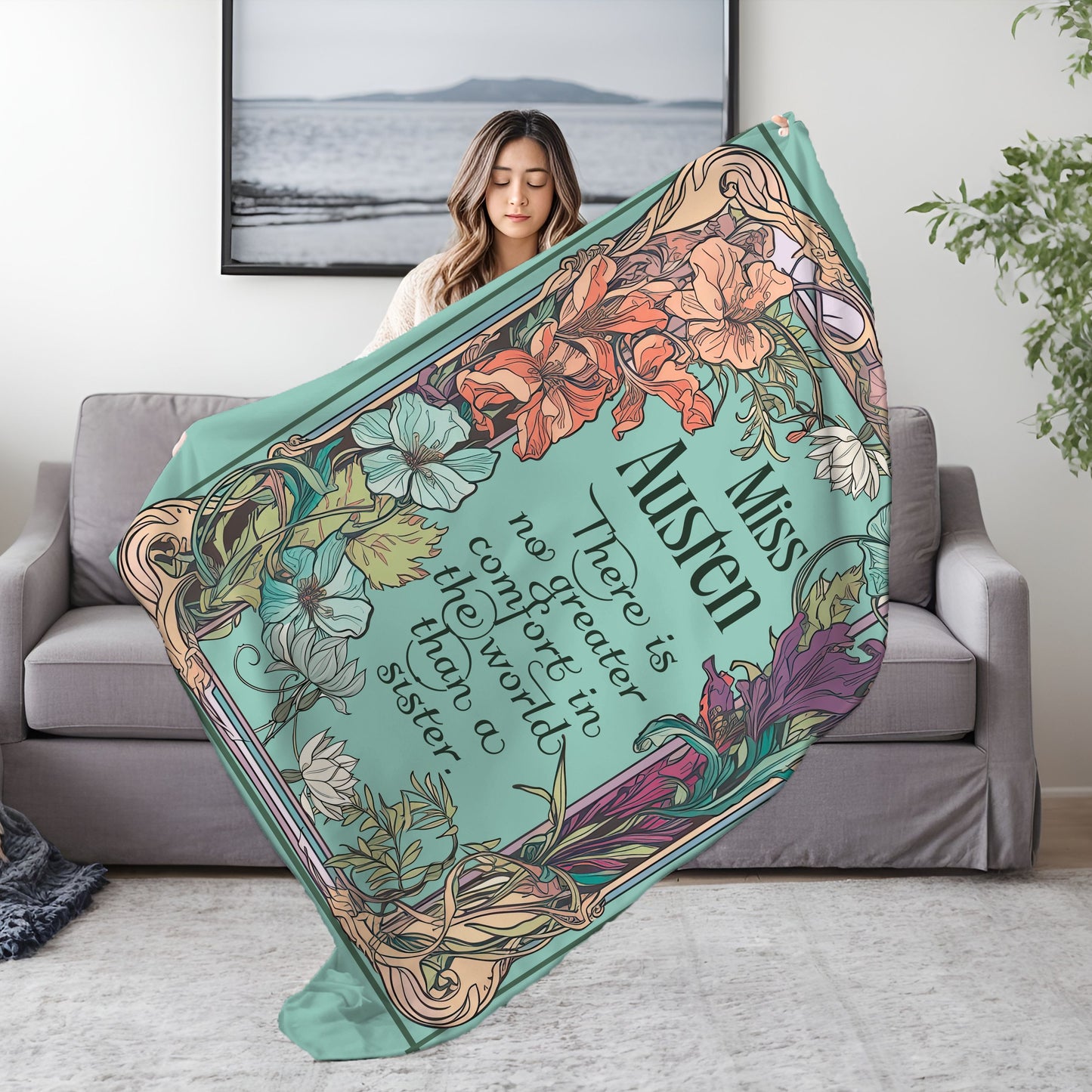 Jane Austen Quote Cozy Literary Velveteen Blanket - Perfect for Book Lovers, Gifts for Sisters, Home Decor, Reading Nook, Cozy Nights All Over Prints Printify