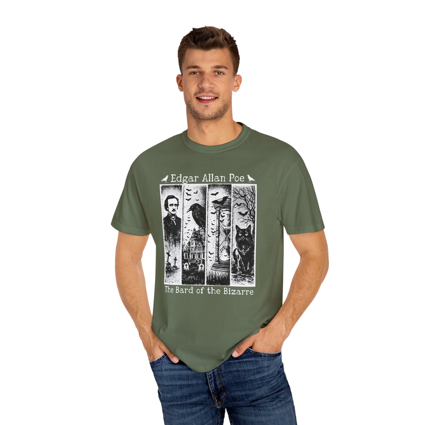 Edgar Allan Poe T-Shirt Gothic Graphic Tee The Raven Nevermore Quote Horror Literature Shirt Dark Academia Aesthetic Halloween Party Gift T-Shirt Printify