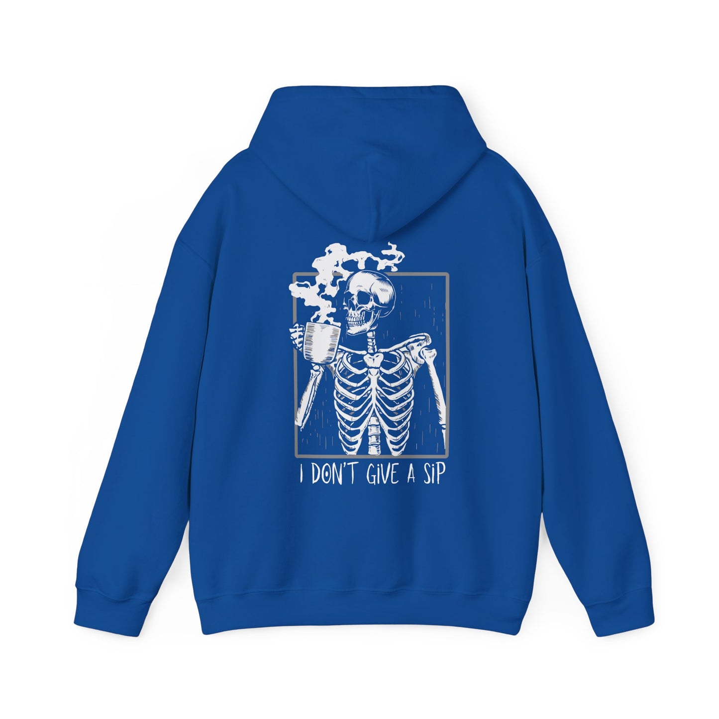 Halloween Skeleton Hoodie, Funny Coffee Drinking Skeleton, Spooky Season Sweater, Trick or Treating Shirt, Warm Halloween Party Hoodie Hoodie Printify