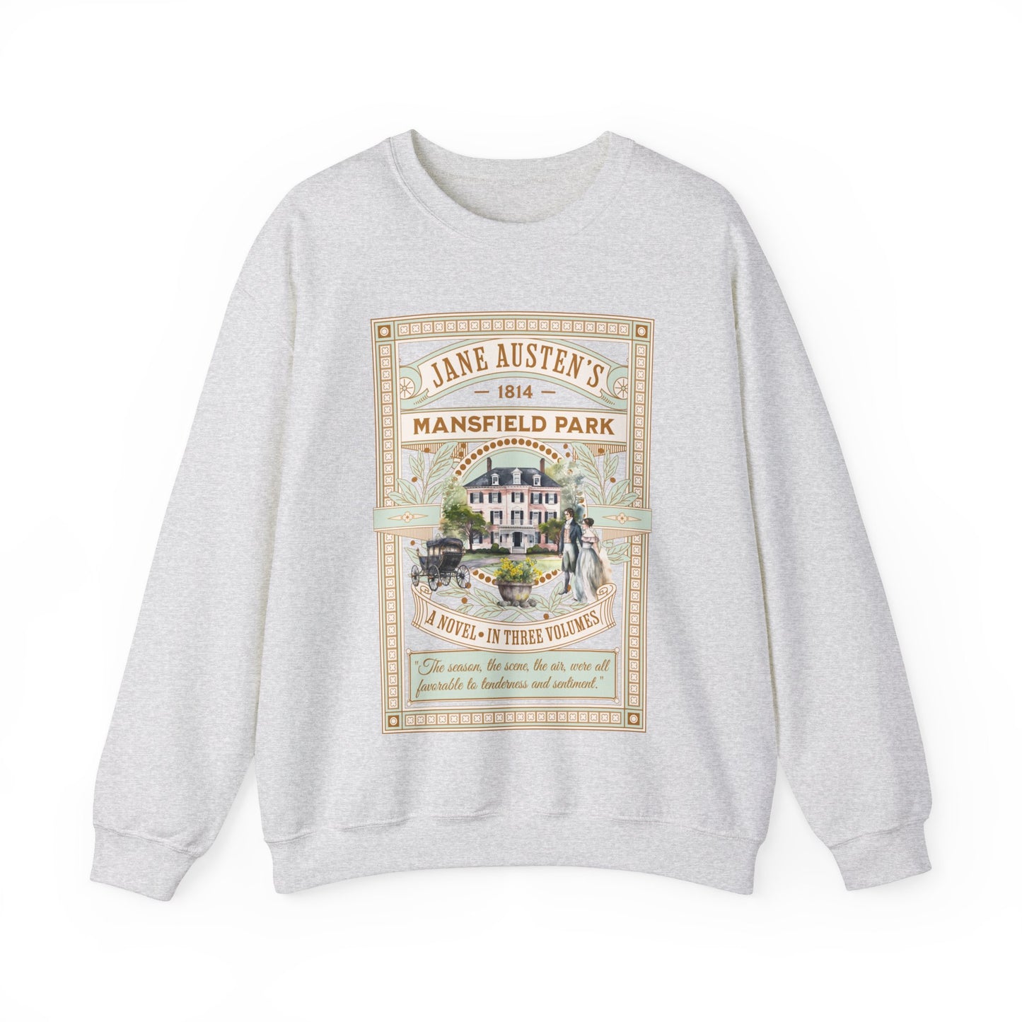 Jane Austen Sweatshirt, Mansfield Park Historical Romance Sweater, Bookish Literary Jane Austen Fan Art Gift, Gift for Her, Readers, Sweatshirt Printify S Ash