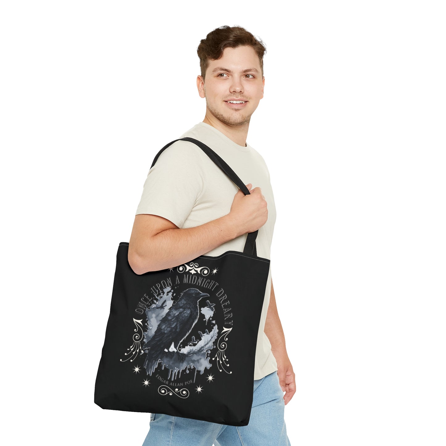 Edgar Allan Poe Tote Bag, The Raven Vintage Poetry Lover Shoulder Bag, Dark Academia, Literary, Bookish, Bookclub Gift, Fall Autumn Gift Bags Printify