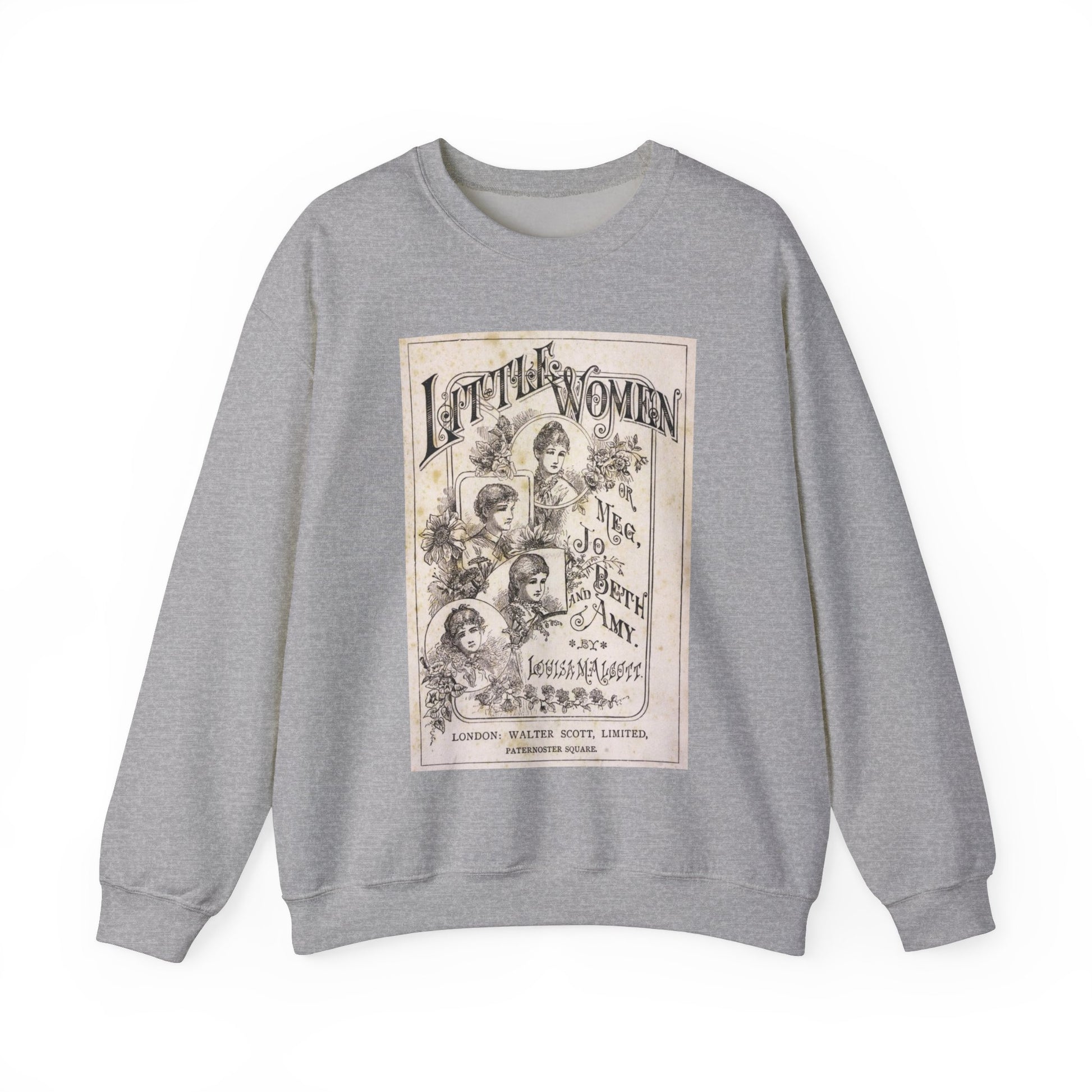 Little Women Sweatshirt, Louisa May Alcott Historical Romance Sweater, Bookish Literary Fan Art Gift, Gift for Her, Bookclub Crewneck Shirt Sweatshirt Printify S Sport Grey