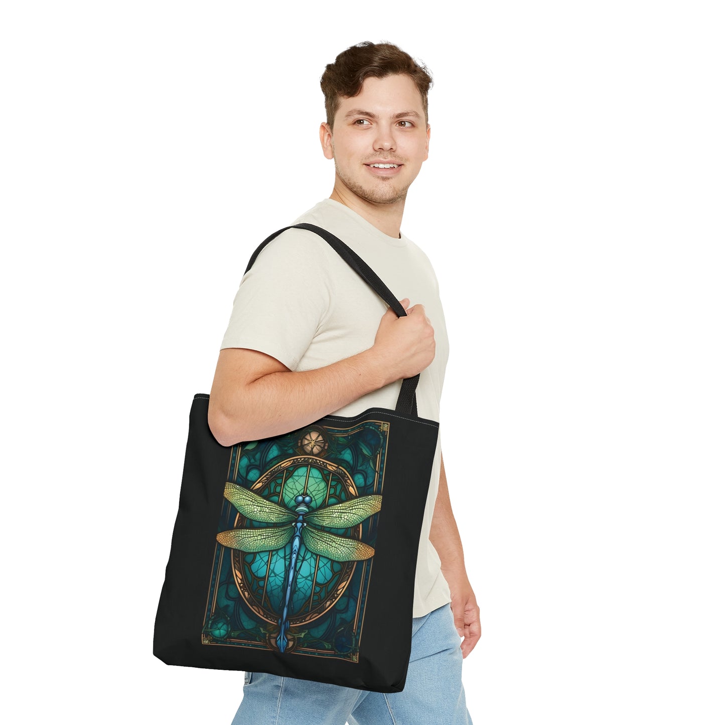 Stained Glass Dragonfly Tote Bag, Pretty Tarot Card Shoulder Bag, Book, Library, Grocery, Travel Bag, Dark Academia, Bookish Bookclub Gift, Bags Printify