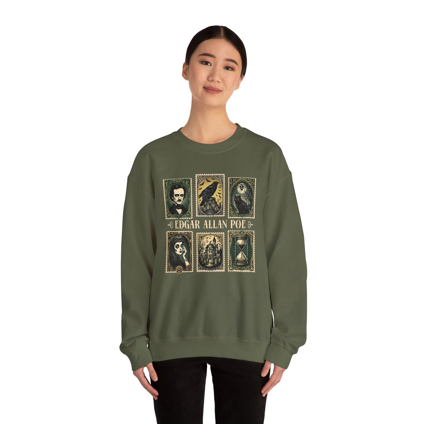 Edgar Allan Poe Sweatshirt The Raven Nevermore Gothic Horror Sweater Dark Academia Macabre Halloween Gift for Book Lovers Birthday Christmas