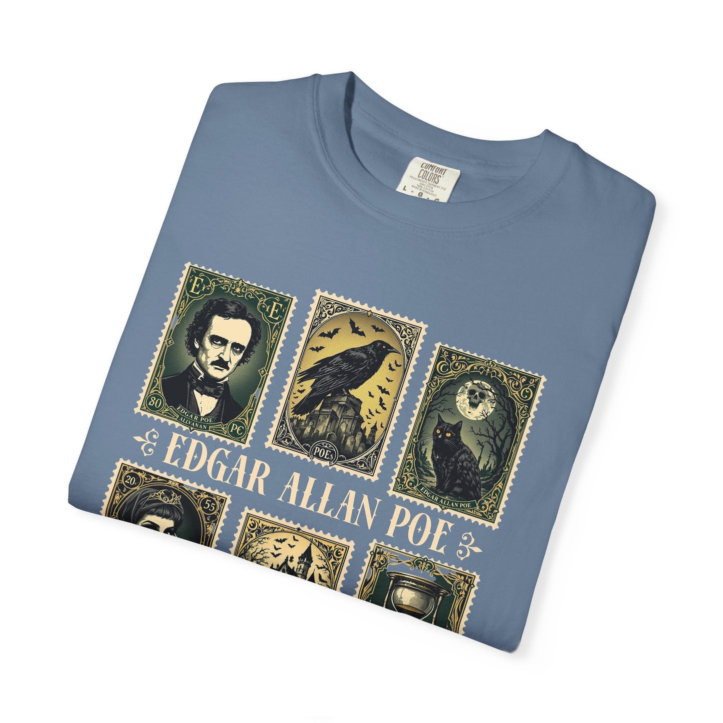 Edgar Allan Poe T-Shirt Gothic Graphic Tee The Raven Nevermore Quote Horror Literature Shirt Dark Academia Aesthetic Halloween Party Gift