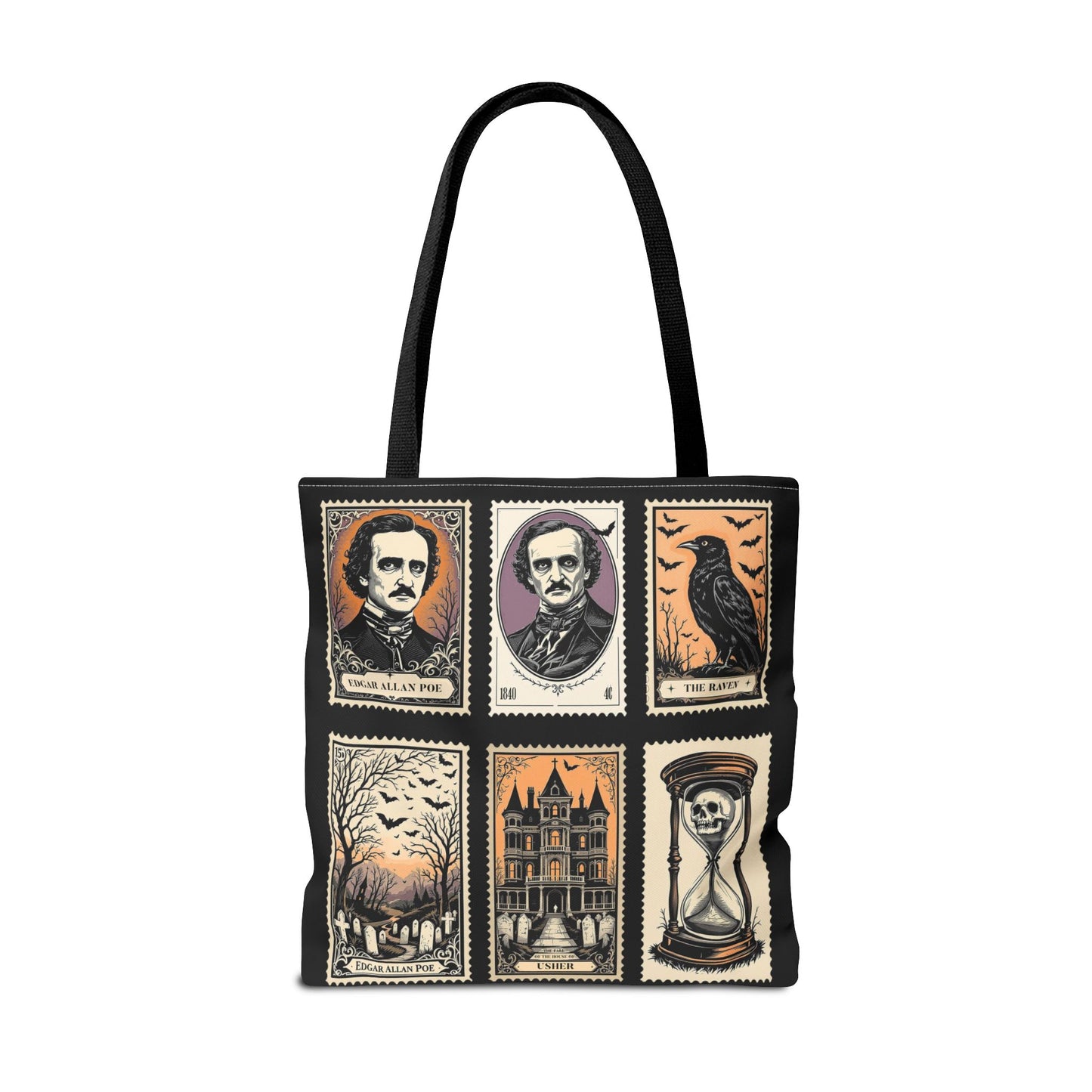 Edgar Allan Poe Tote Bag Gothic Literary Gift for Book Lover Dark Academia Macabre Accessory Halloween Tote Fall School Bag for Poetember Bags Printify