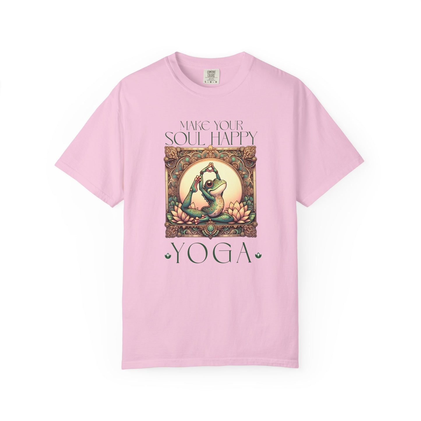 Green Yoga Frog Make Your Soul Happy Unisex T-Shirt, Casual Wear, Highlander Fan Gift, T-Shirt Printify Blossom S