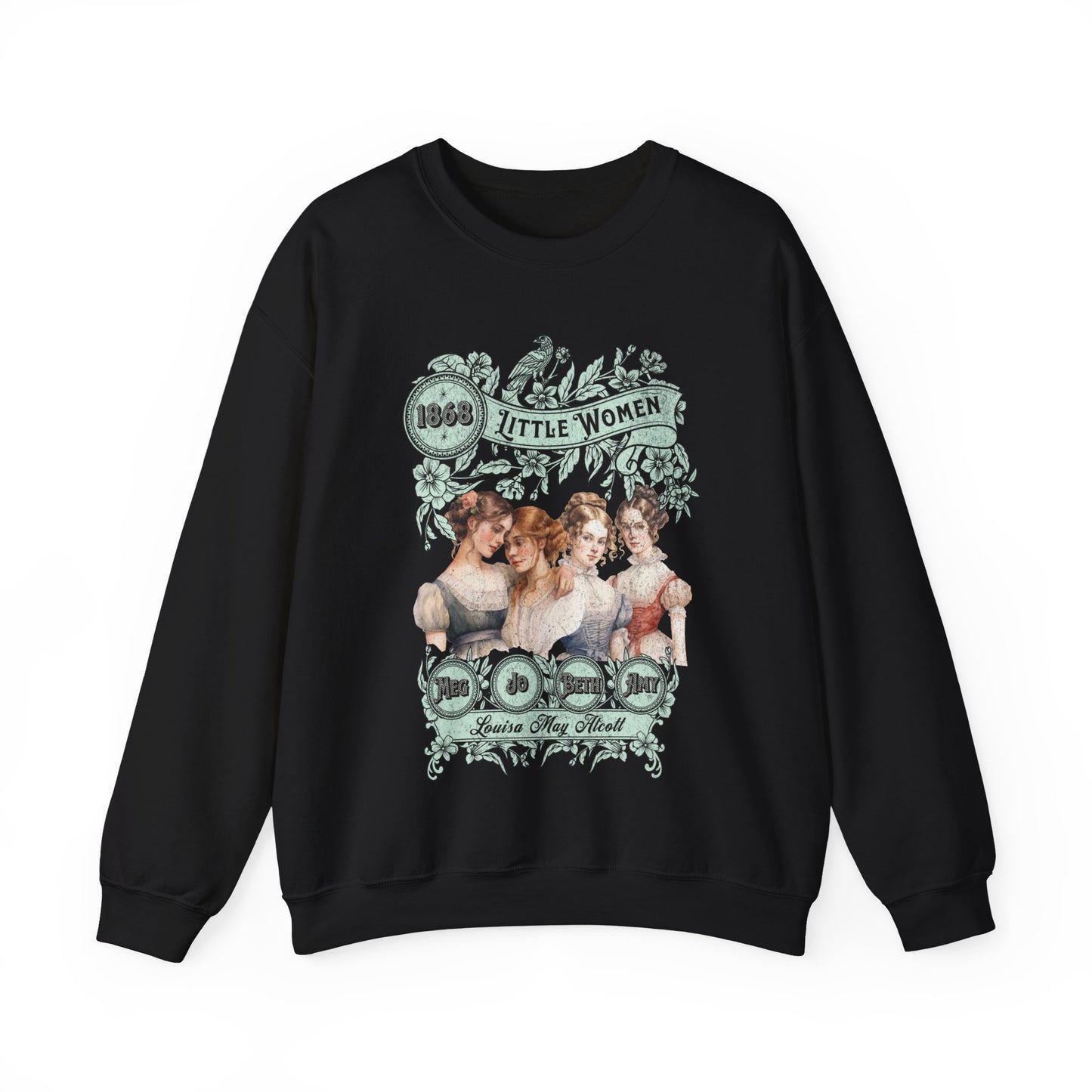 Little Women Sweatshirt, Louisa May Alcott Historical Romance Sweater, Bookish Literary Fan Art Gift, Gift for Her, Bookclub Crewneck Shirt Sweatshirt Printify S Black