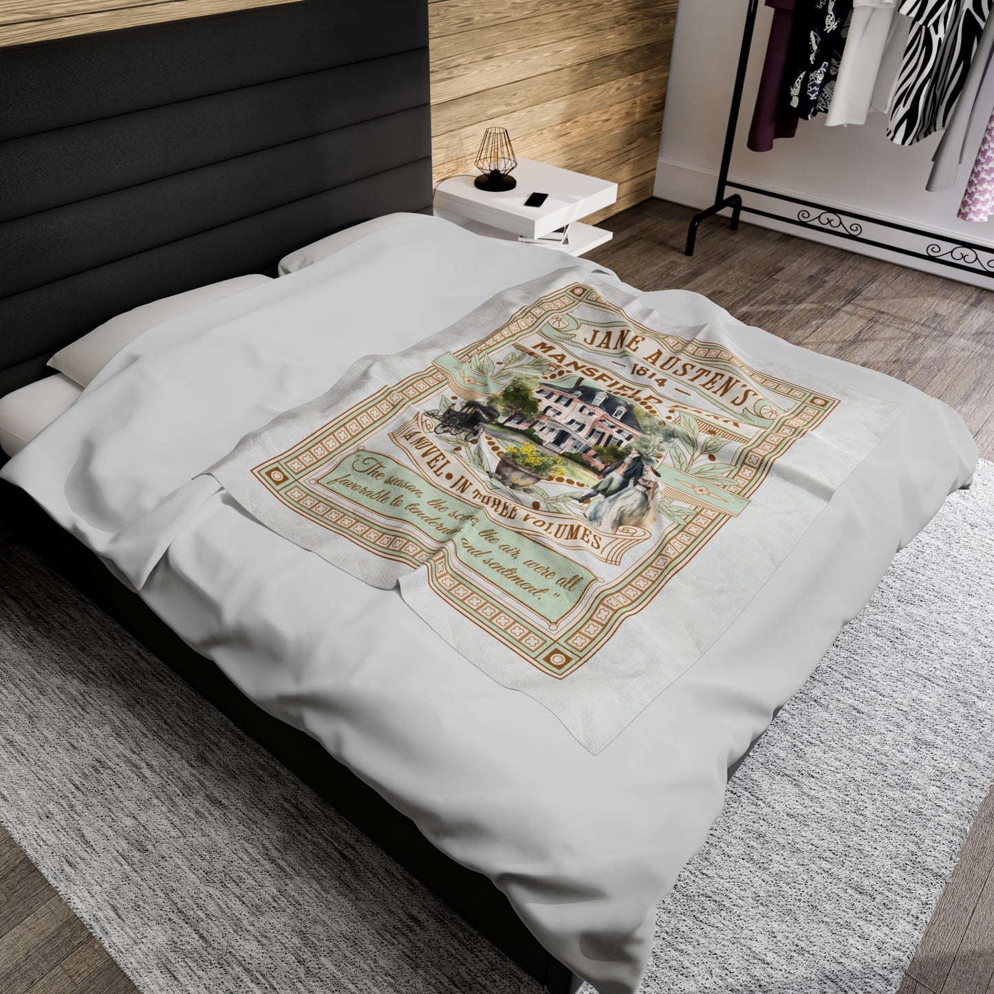 Jane Austen Plush Throw Blanket, Mansfield Park Historical Romance Gift, Bookish Literary Jane Austen Fan Art Gift, Gift for Her, Bookclub All Over Prints Printify